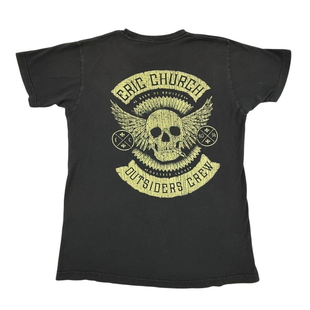 Eric Church T-Shirt Mens Small Black Outsiders Crew Band Tour Graphic Cotton